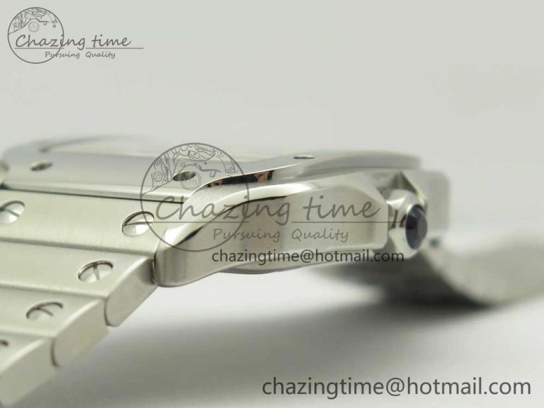 Packable Santos de Cartier 35mm 2018 GF 1:1 Best Edition White Dial on SS SmartLinks Bracelet MIYOTA 9015 (Free Leather) 6163