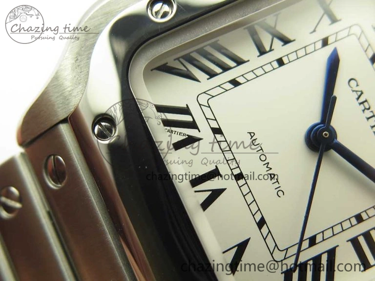Packable Santos de Cartier 35mm 2018 GF 1:1 Best Edition White Dial on SS SmartLinks Bracelet MIYOTA 9015 (Free Leather) 6163