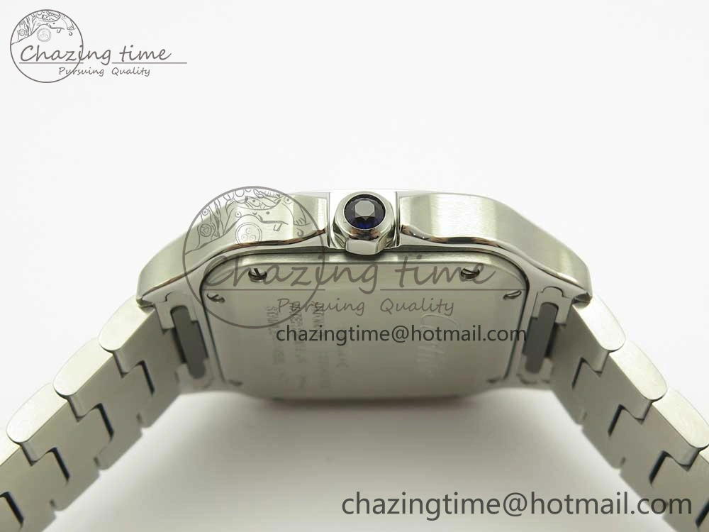 Packable Santos de Cartier 35mm 2018 GF 1:1 Best Edition White Dial on SS SmartLinks Bracelet MIYOTA 9015 (Free Leather) 6163