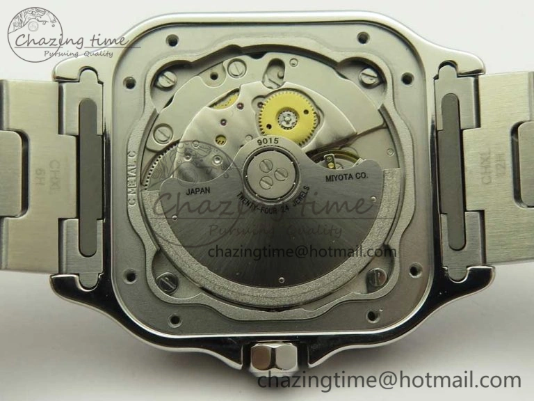Packable Santos de Cartier 35mm 2018 GF 1:1 Best Edition White Dial on SS SmartLinks Bracelet MIYOTA 9015 (Free Leather) 6163