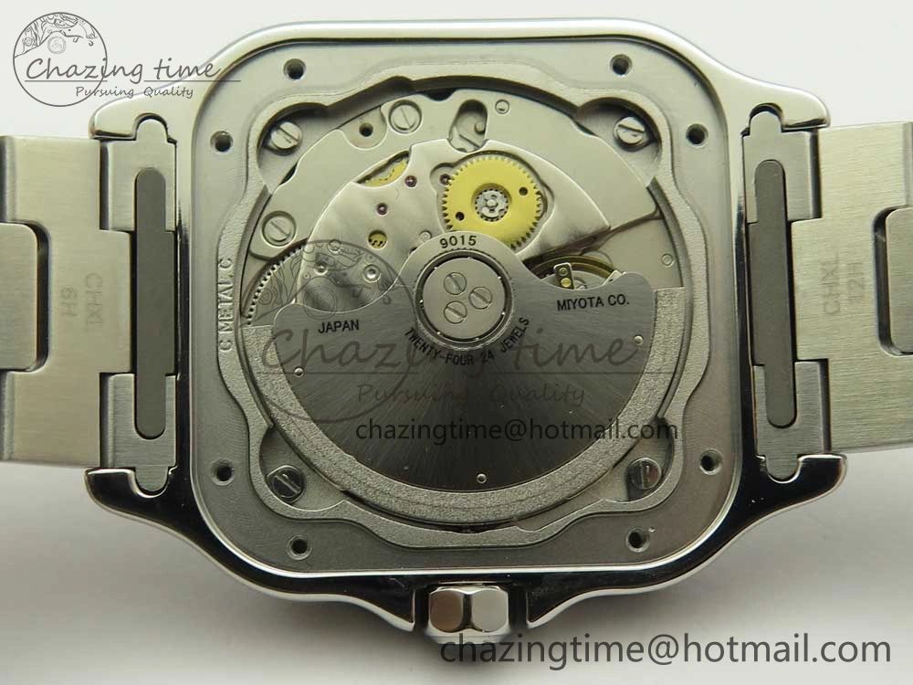Packable Santos de Cartier 35mm 2018 GF 1:1 Best Edition White Dial on SS SmartLinks Bracelet MIYOTA 9015 (Free Leather) 6163