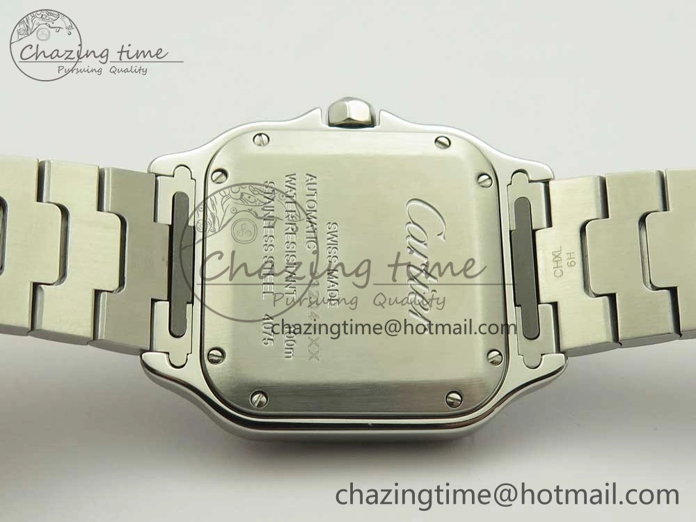 Packable Santos de Cartier 35mm 2018 GF 1:1 Best Edition White Dial on SS SmartLinks Bracelet MIYOTA 9015 (Free Leather) 6163