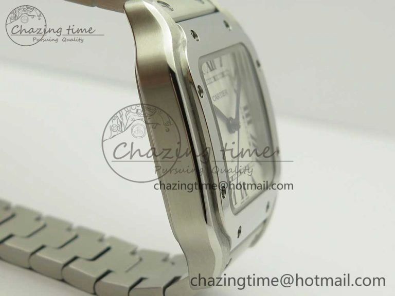 Packable Santos de Cartier 35mm 2018 GF 1:1 Best Edition White Dial on SS SmartLinks Bracelet MIYOTA 9015 (Free Leather) 6163