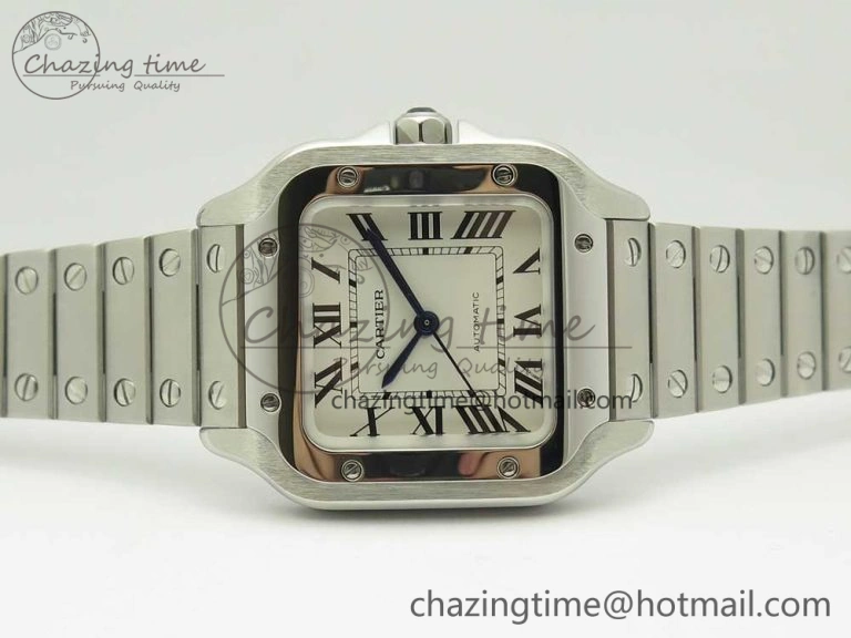 Packable Santos de Cartier 35mm 2018 GF 1:1 Best Edition White Dial on SS SmartLinks Bracelet MIYOTA 9015 (Free Leather) 6163