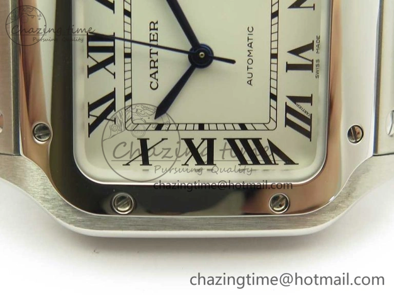 Packable Santos de Cartier 35mm 2018 GF 1:1 Best Edition White Dial on SS SmartLinks Bracelet MIYOTA 9015 (Free Leather) 6163