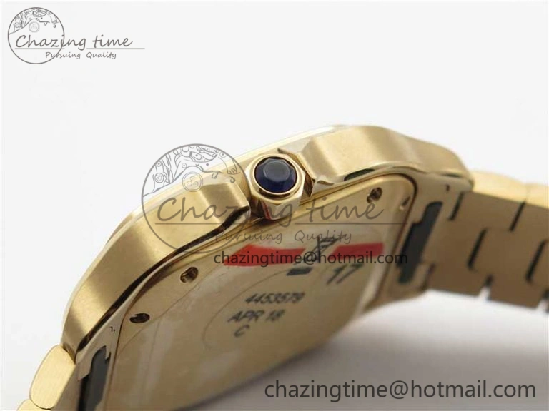 Trendsetting Santos de Cartier 35mm 2018 RG Diamonds Bezel RXW 1:1 Best Edition White Dial on SmartLinks RG Bracelet MIYOTA 10487