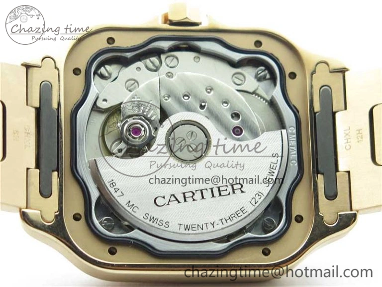 Trendsetting Santos de Cartier 35mm 2018 RG Diamonds Bezel RXW 1:1 Best Edition White Dial on SmartLinks RG Bracelet MIYOTA 10487