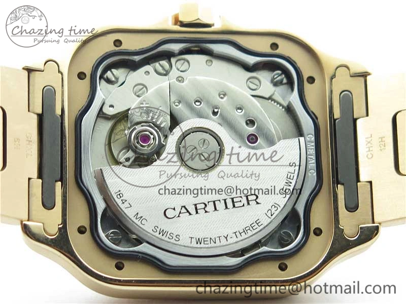 Trendsetting Santos de Cartier 35mm 2018 RG Diamonds Bezel RXW 1:1 Best Edition White Dial on SmartLinks RG Bracelet MIYOTA 10487