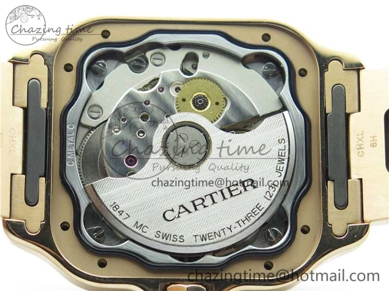 Trendsetting Santos de Cartier 35mm 2018 RG Diamonds Bezel RXW 1:1 Best Edition White Dial on SmartLinks RG Bracelet MIYOTA 10487
