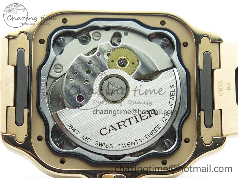 Trendsetting Santos de Cartier 35mm 2018 RG Diamonds Bezel RXW 1:1 Best Edition White Dial on SmartLinks RG Bracelet MIYOTA 10487