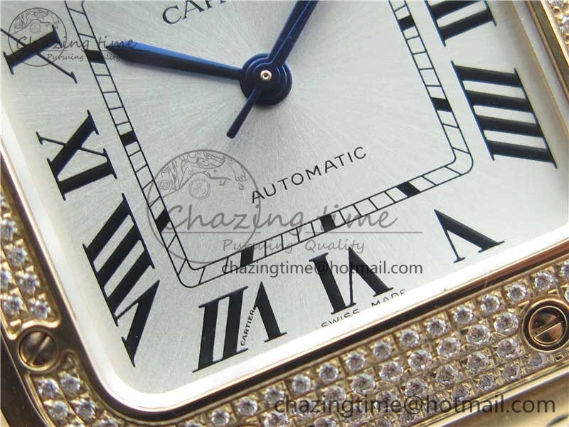 Trendsetting Santos de Cartier 35mm 2018 RG Diamonds Bezel RXW 1:1 Best Edition White Dial on SmartLinks RG Bracelet MIYOTA 10487