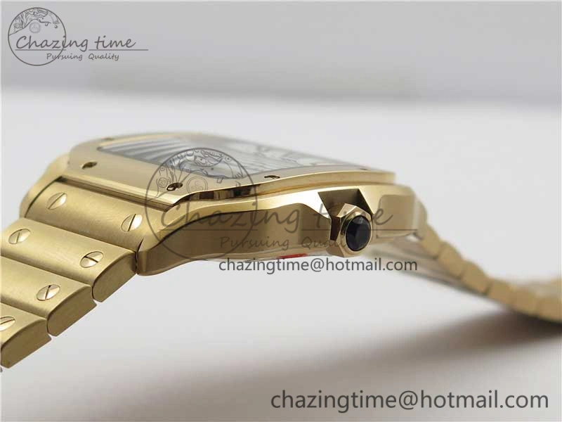 Santos de Cartier 35mm 2018 RG RXW 1:1 Best Edition White Dial on SmartLinks RG Bracelet MIYOTA StreetReady 10490
