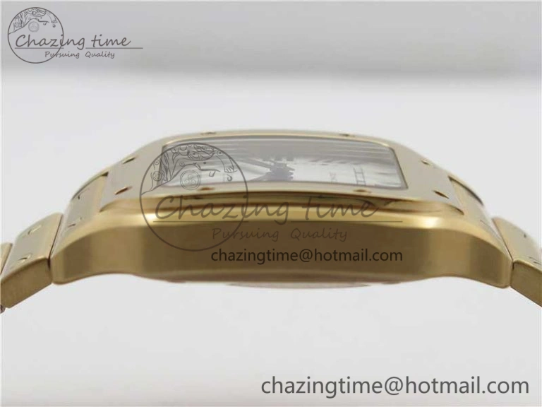 Santos de Cartier 35mm 2018 RG RXW 1:1 Best Edition White Dial on SmartLinks RG Bracelet MIYOTA StreetReady 10490
