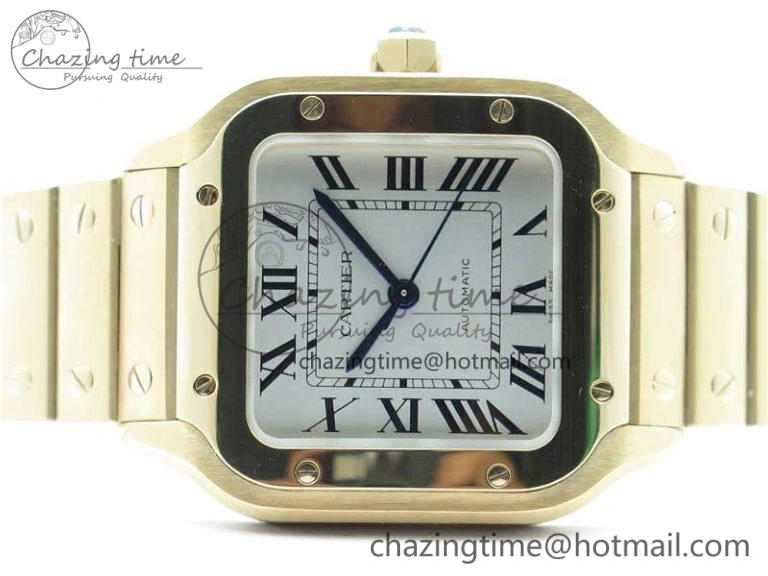 Santos de Cartier 35mm 2018 RG RXW 1:1 Best Edition White Dial on SmartLinks RG Bracelet MIYOTA StreetReady 10490