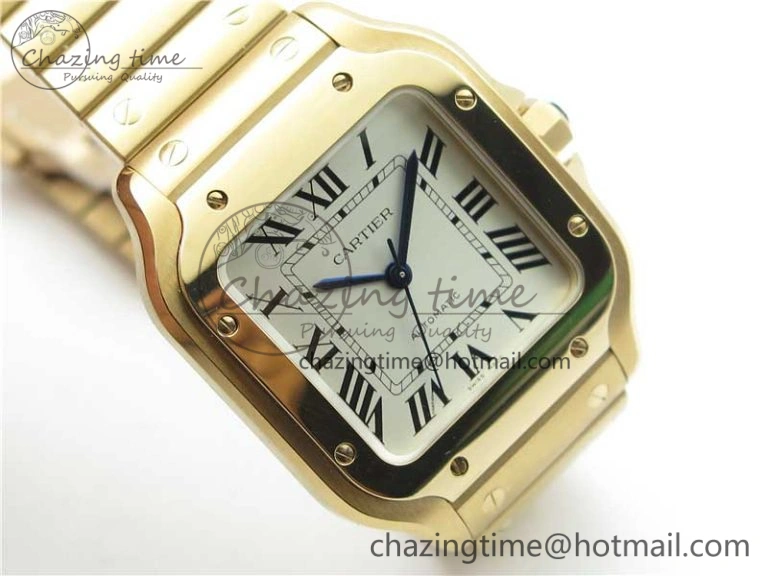 Santos de Cartier 35mm 2018 RG RXW 1:1 Best Edition White Dial on SmartLinks RG Bracelet MIYOTA StreetReady 10490