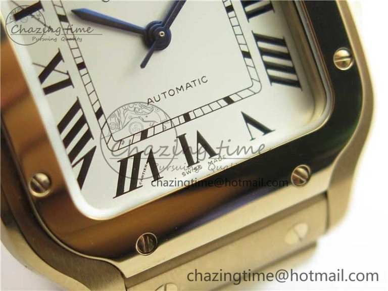 Santos de Cartier 35mm 2018 RG RXW 1:1 Best Edition White Dial on SmartLinks RG Bracelet MIYOTA StreetReady 10490