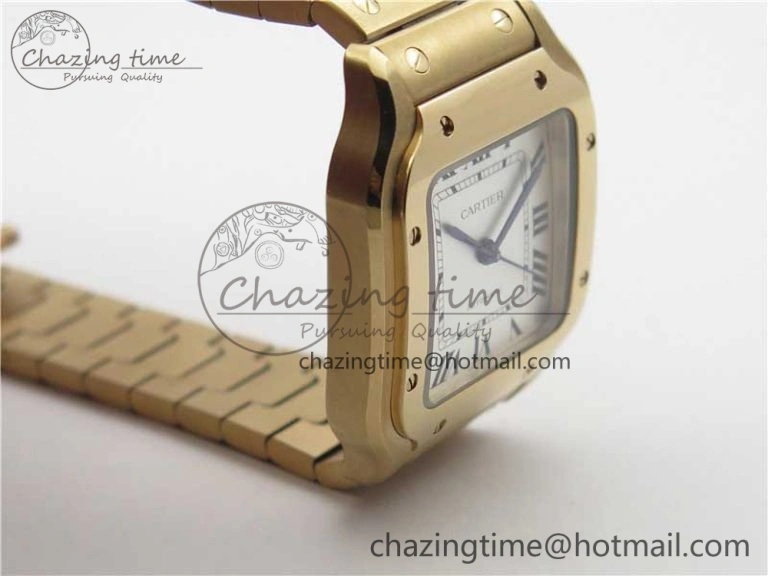 Santos de Cartier 35mm 2018 RG RXW 1:1 Best Edition White Dial on SmartLinks RG Bracelet MIYOTA StreetReady 10490