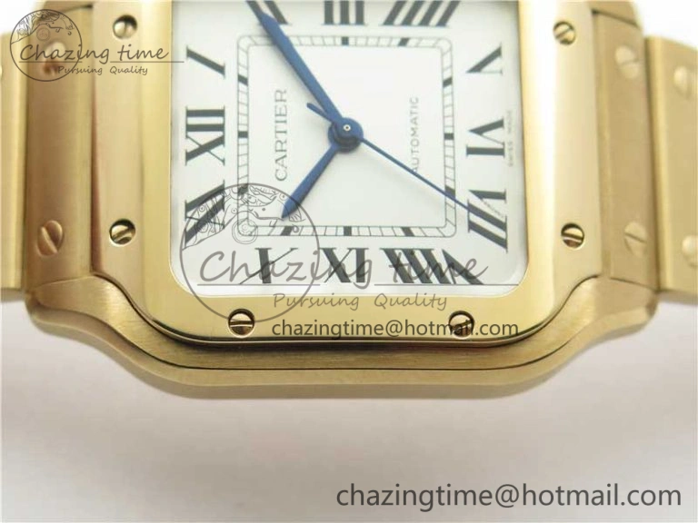 Santos de Cartier 35mm 2018 RG RXW 1:1 Best Edition White Dial on SmartLinks RG Bracelet MIYOTA StreetReady 10490