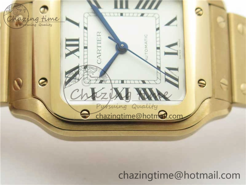 Santos de Cartier 35mm 2018 RG RXW 1:1 Best Edition White Dial on SmartLinks RG Bracelet MIYOTA StreetReady 10490