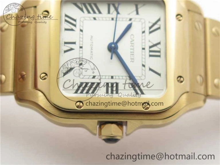 Santos de Cartier 35mm 2018 RG RXW 1:1 Best Edition White Dial on SmartLinks RG Bracelet MIYOTA StreetReady 10490