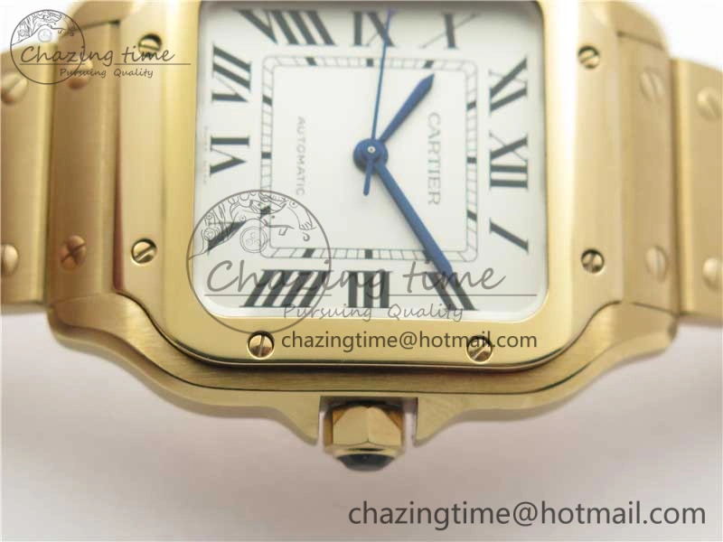 Santos de Cartier 35mm 2018 RG RXW 1:1 Best Edition White Dial on SmartLinks RG Bracelet MIYOTA StreetReady 10490
