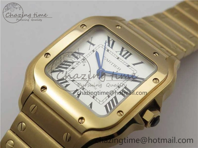 Santos de Cartier 35mm 2018 RG RXW 1:1 Best Edition White Dial on SmartLinks RG Bracelet MIYOTA StreetReady 10490