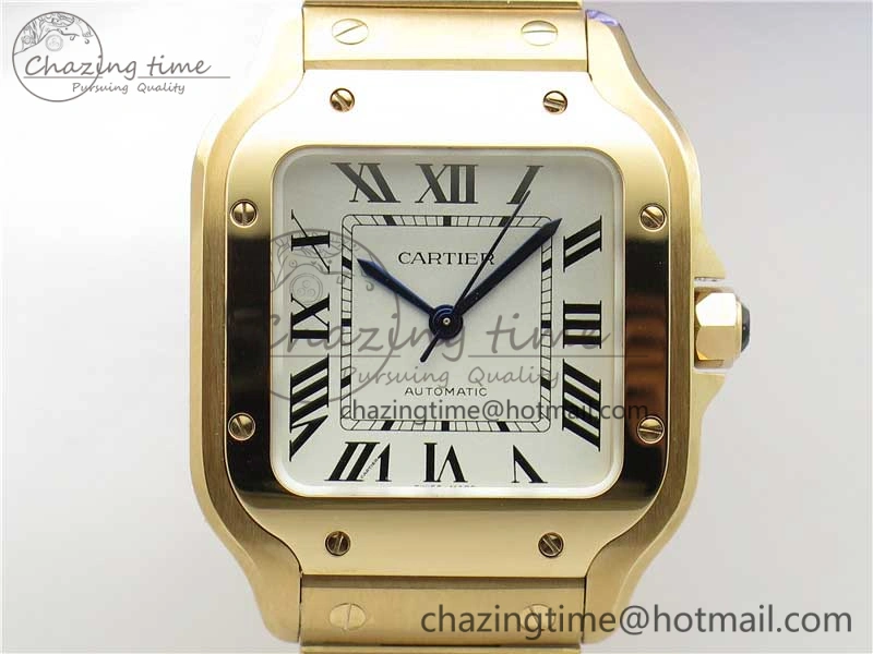 Santos de Cartier 35mm 2018 RG RXW 1:1 Best Edition White Dial on SmartLinks RG Bracelet MIYOTA StreetReady 10490