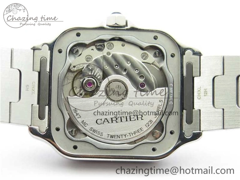 Sporty Santos de Cartier 35mm 2018 RXW 1:1 Best Edition White Dial on SS SmartLinks Bracelet MIYOTA 10486