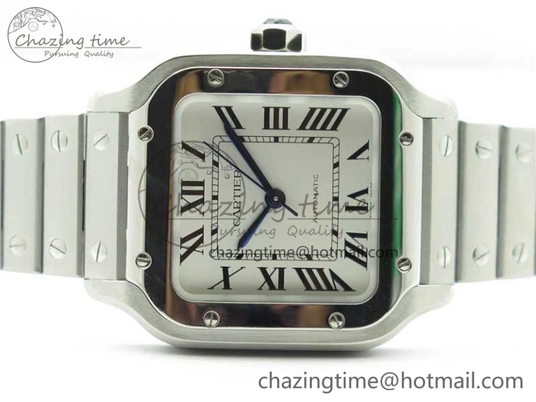 Sporty Santos de Cartier 35mm 2018 RXW 1:1 Best Edition White Dial on SS SmartLinks Bracelet MIYOTA 10486