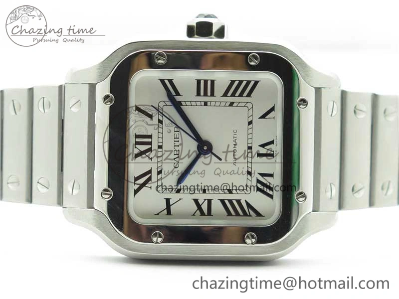 Sporty Santos de Cartier 35mm 2018 RXW 1:1 Best Edition White Dial on SS SmartLinks Bracelet MIYOTA 10486