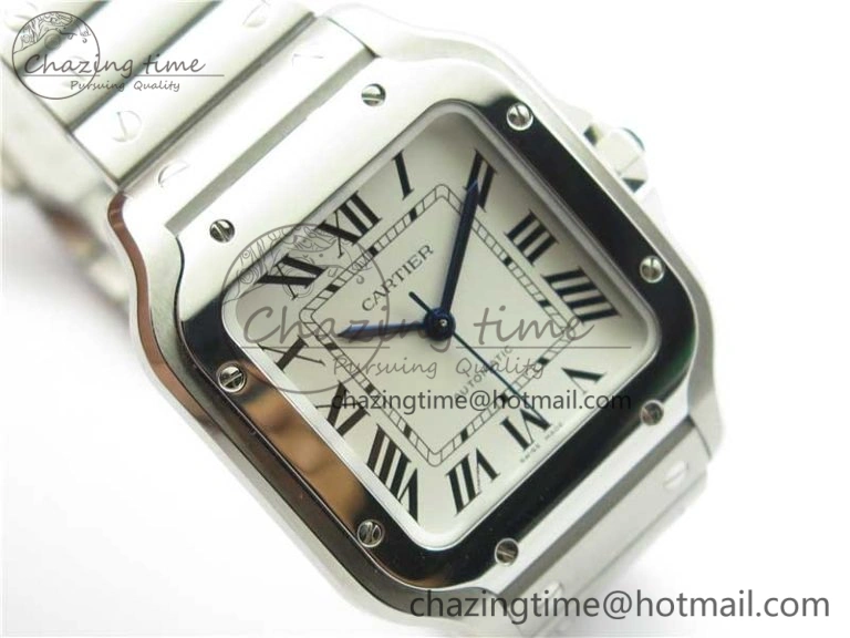 Sporty Santos de Cartier 35mm 2018 RXW 1:1 Best Edition White Dial on SS SmartLinks Bracelet MIYOTA 10486
