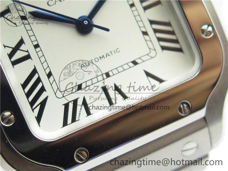 Sporty Santos de Cartier 35mm 2018 RXW 1:1 Best Edition White Dial on SS SmartLinks Bracelet MIYOTA 10486
