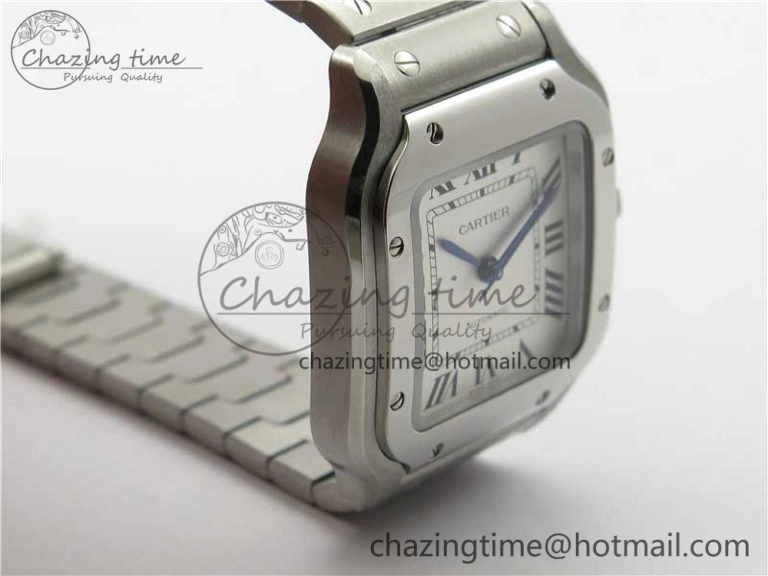 Sporty Santos de Cartier 35mm 2018 RXW 1:1 Best Edition White Dial on SS SmartLinks Bracelet MIYOTA 10486