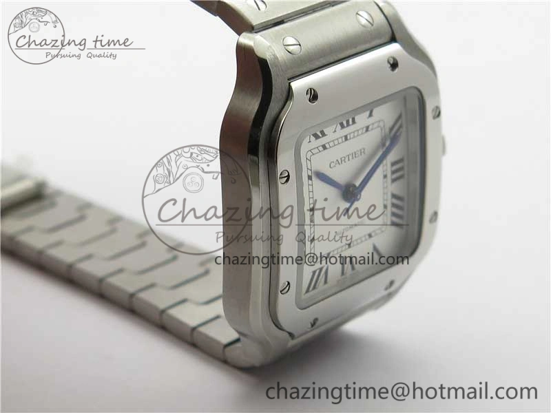 Sporty Santos de Cartier 35mm 2018 RXW 1:1 Best Edition White Dial on SS SmartLinks Bracelet MIYOTA 10486