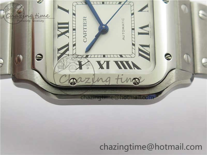 Sporty Santos de Cartier 35mm 2018 RXW 1:1 Best Edition White Dial on SS SmartLinks Bracelet MIYOTA 10486