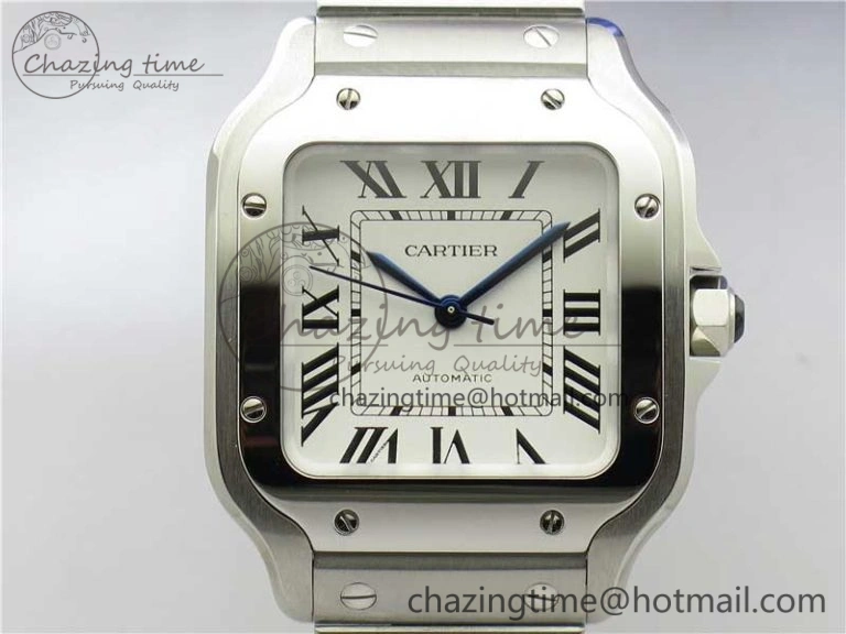 Sporty Santos de Cartier 35mm 2018 RXW 1:1 Best Edition White Dial on SS SmartLinks Bracelet MIYOTA 10486