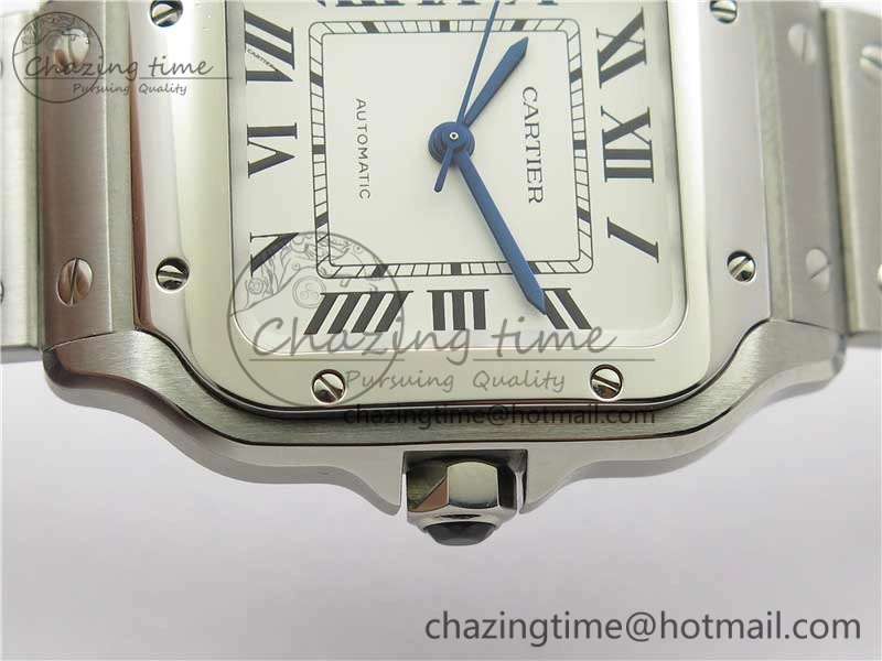 Sporty Santos de Cartier 35mm 2018 RXW 1:1 Best Edition White Dial on SS SmartLinks Bracelet MIYOTA 10486