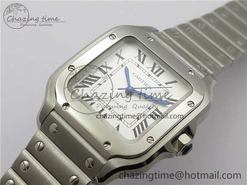 Sporty Santos de Cartier 35mm 2018 RXW 1:1 Best Edition White Dial on SS SmartLinks Bracelet MIYOTA 10486