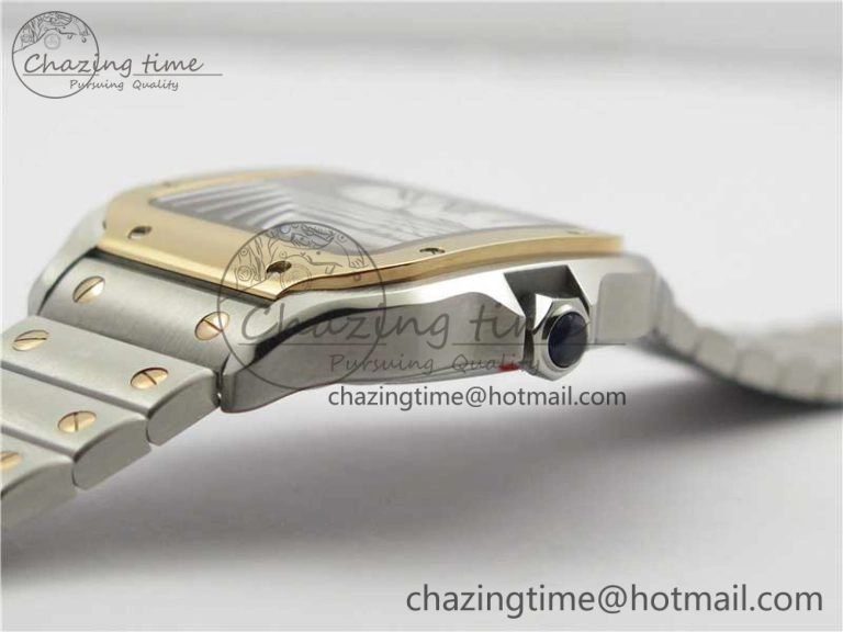 Santos de Cartier 35mm 2018 SS RG RXW 1:1 Best Edition White Dial on SS RG SmartLinks Bracelet MIYOTA Vibrant 6100