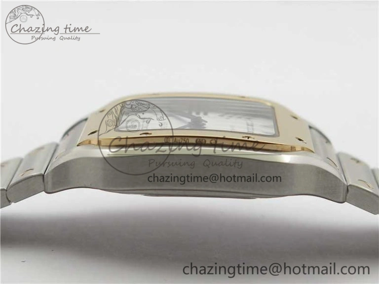 Santos de Cartier 35mm 2018 SS RG RXW 1:1 Best Edition White Dial on SS RG SmartLinks Bracelet MIYOTA Vibrant 6100