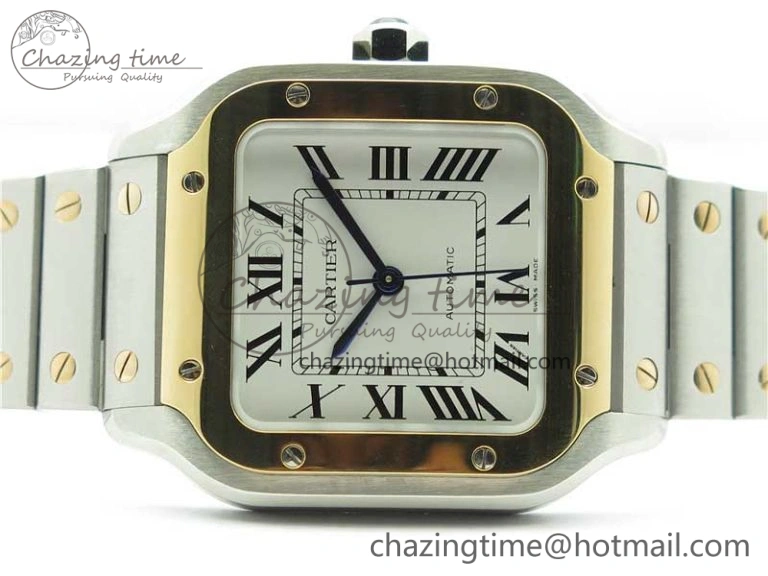 Santos de Cartier 35mm 2018 SS RG RXW 1:1 Best Edition White Dial on SS RG SmartLinks Bracelet MIYOTA Vibrant 6100