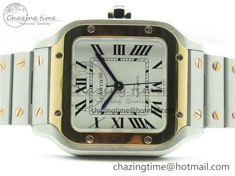 Santos de Cartier 35mm 2018 SS RG RXW 1:1 Best Edition White Dial on SS RG SmartLinks Bracelet MIYOTA Vibrant 6100