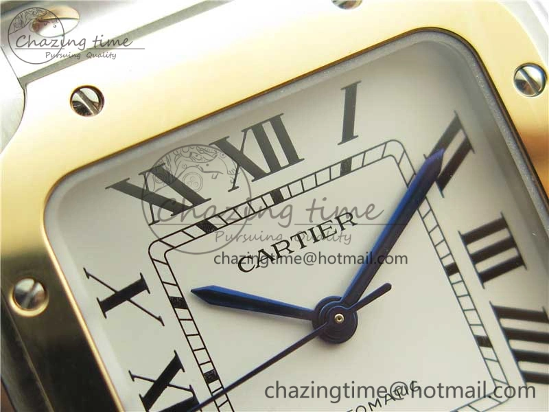 Santos de Cartier 35mm 2018 SS RG RXW 1:1 Best Edition White Dial on SS RG SmartLinks Bracelet MIYOTA Vibrant 6100