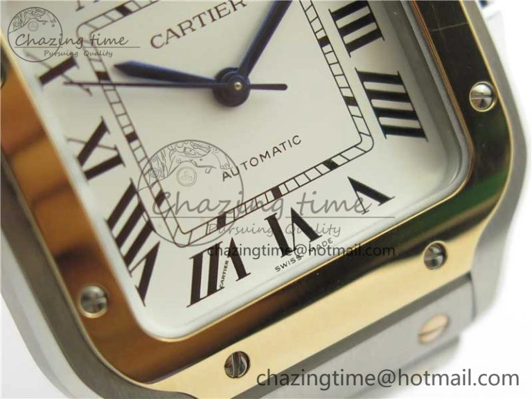 Santos de Cartier 35mm 2018 SS RG RXW 1:1 Best Edition White Dial on SS RG SmartLinks Bracelet MIYOTA Vibrant 6100