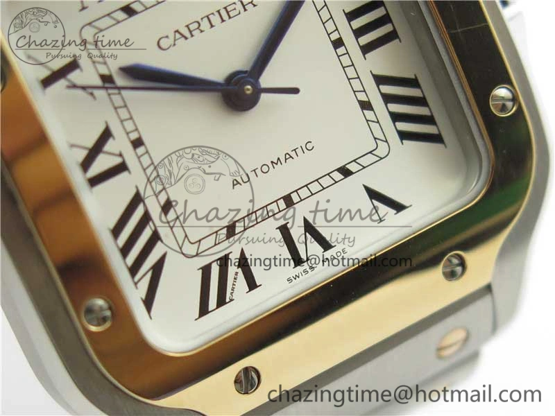 Santos de Cartier 35mm 2018 SS RG RXW 1:1 Best Edition White Dial on SS RG SmartLinks Bracelet MIYOTA Vibrant 6100
