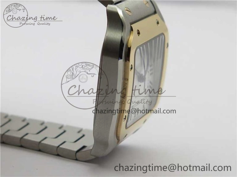 Santos de Cartier 35mm 2018 SS RG RXW 1:1 Best Edition White Dial on SS RG SmartLinks Bracelet MIYOTA Vibrant 6100