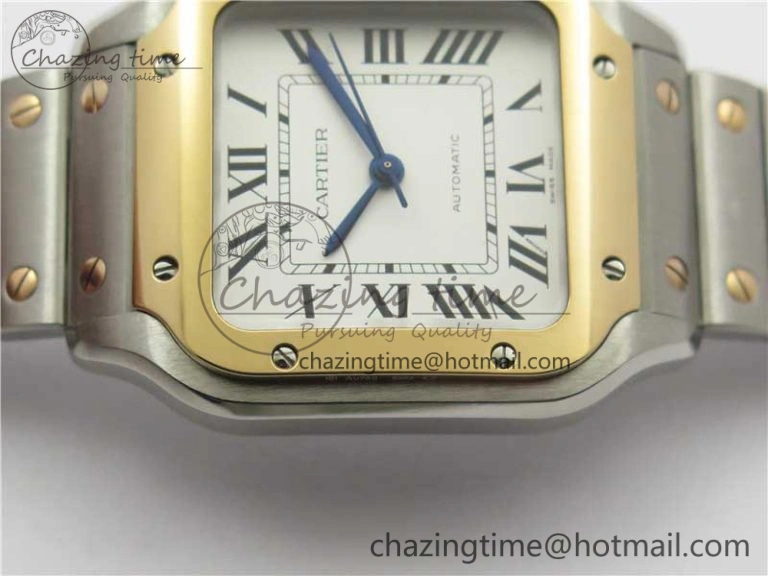 Santos de Cartier 35mm 2018 SS RG RXW 1:1 Best Edition White Dial on SS RG SmartLinks Bracelet MIYOTA Vibrant 6100