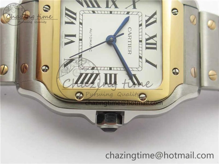 Santos de Cartier 35mm 2018 SS RG RXW 1:1 Best Edition White Dial on SS RG SmartLinks Bracelet MIYOTA Vibrant 6100