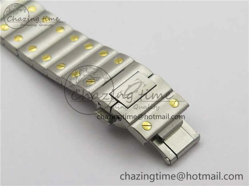 Santos de Cartier 35mm 2018 SS YG RXW 1:1 Best Edition White Dial on SS YG SmartLinks Bracelet MIYOTA ZeroBulk 6101