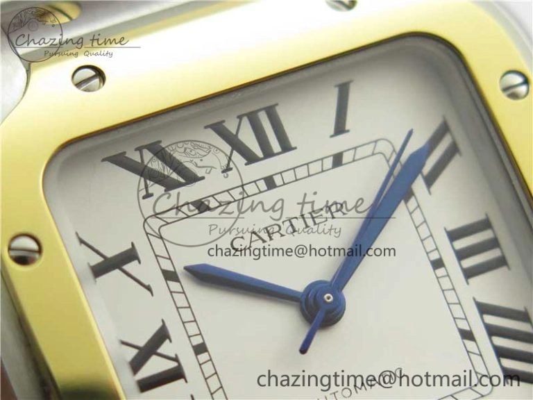 Santos de Cartier 35mm 2018 SS YG RXW 1:1 Best Edition White Dial on SS YG SmartLinks Bracelet MIYOTA ZeroBulk 6101